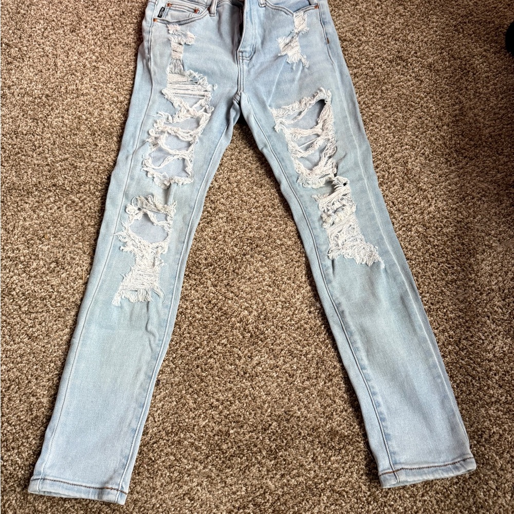 Stylish Light Blue Distressed Women's Jeans